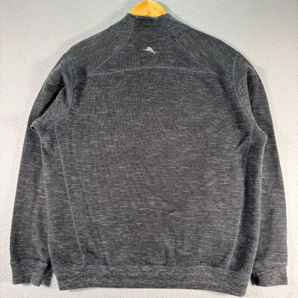 Tommy‎ Bahama Reversible Half Zip Sweater Mens Large Gray Knit Classic Comfort